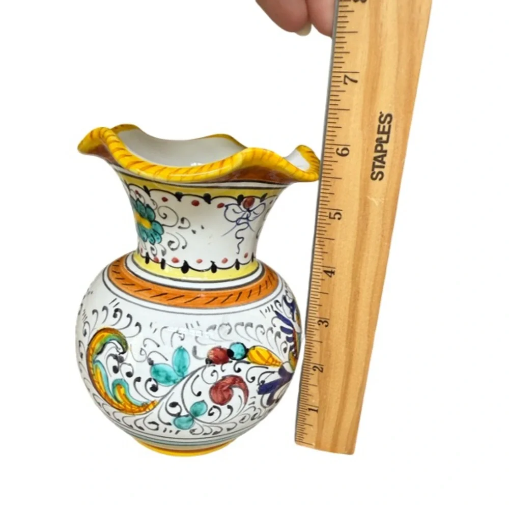 Raffaellesco Style Hand Painted 6” Vase Made in Italy